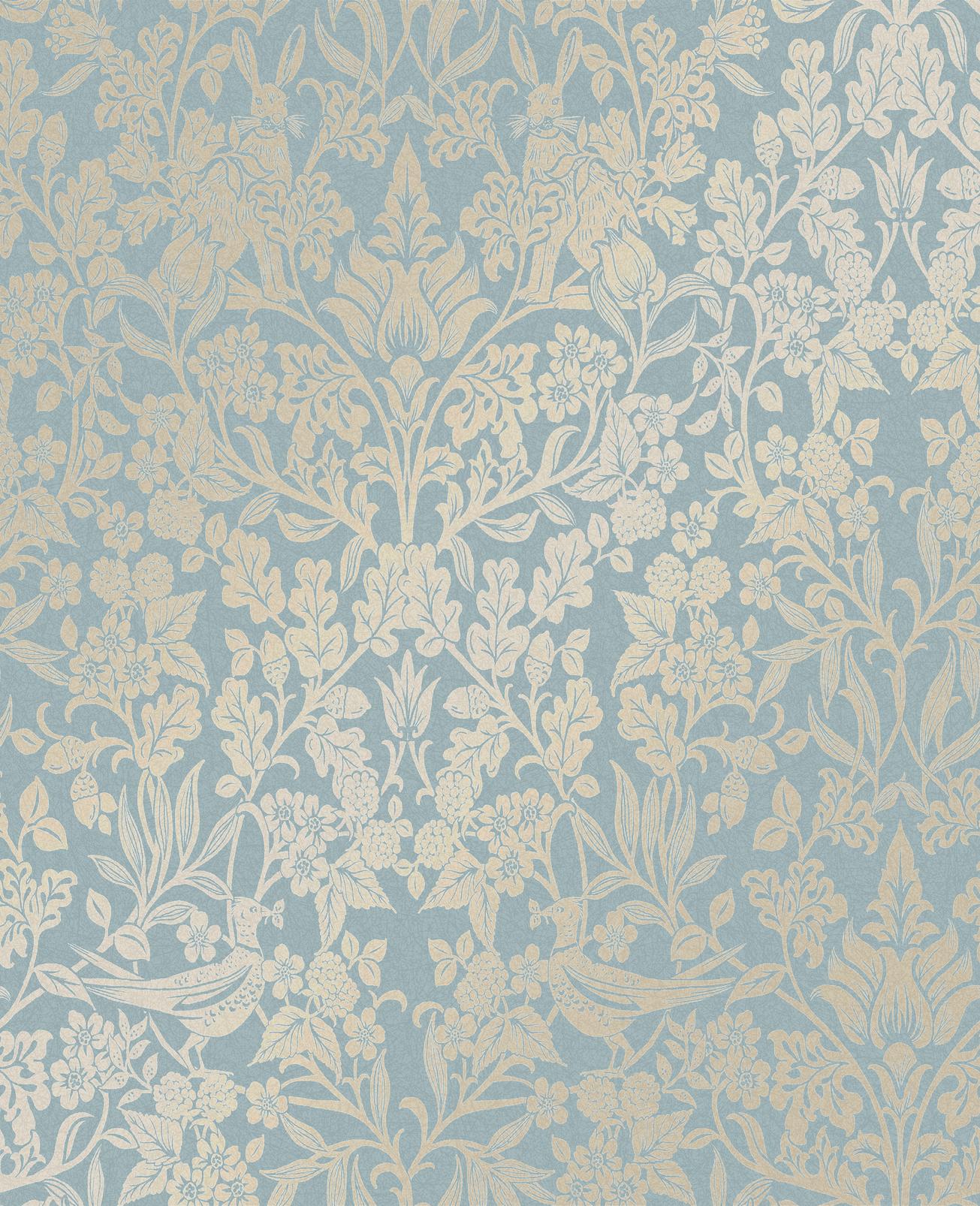 Hartley Damask Light Blue Wallpaper