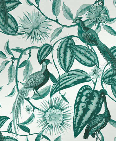 Amherst's Garden Teal Wallpaper