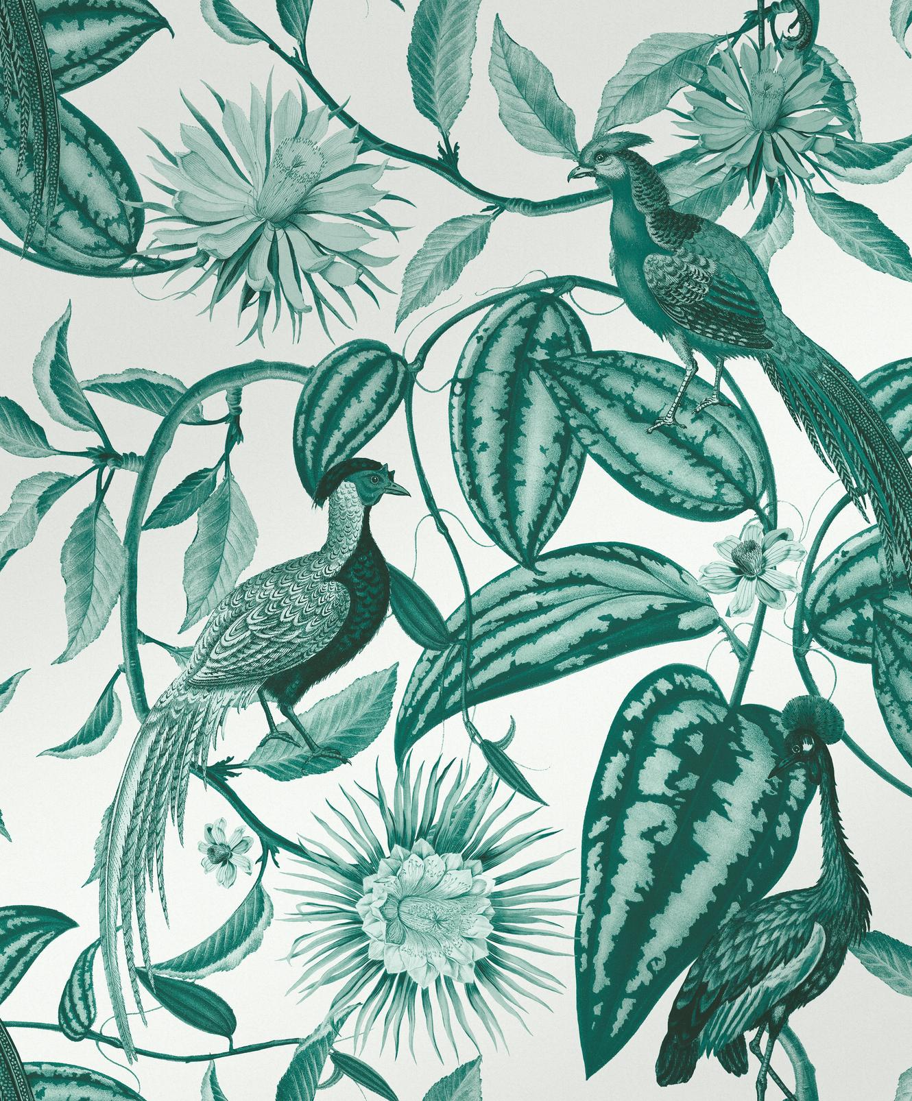 Amherst's Garden Teal Wallpaper