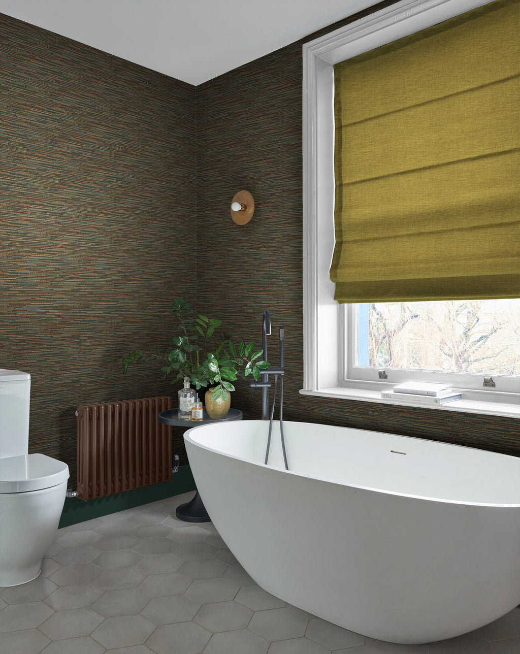 Empress Grasscloth Bottle Green Wallpaper
