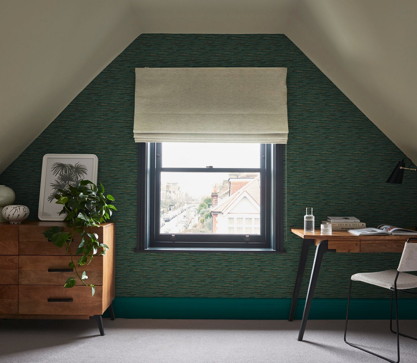 Empress Grasscloth Teal Wallpaper