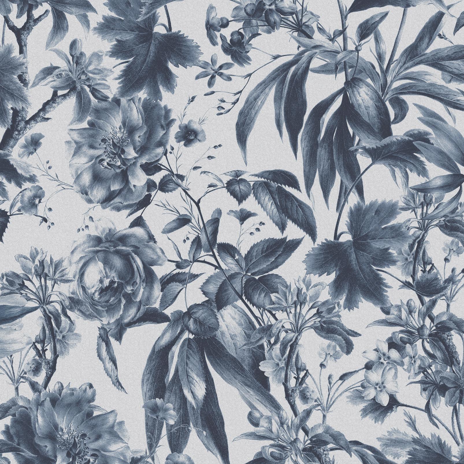 Arcane Garden Ink Blue Wallpaper