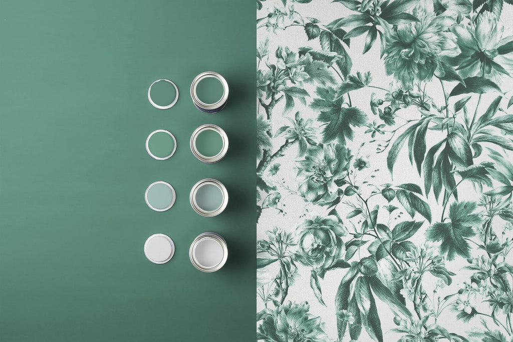 Arcane Garden Verdigris Wallpaper