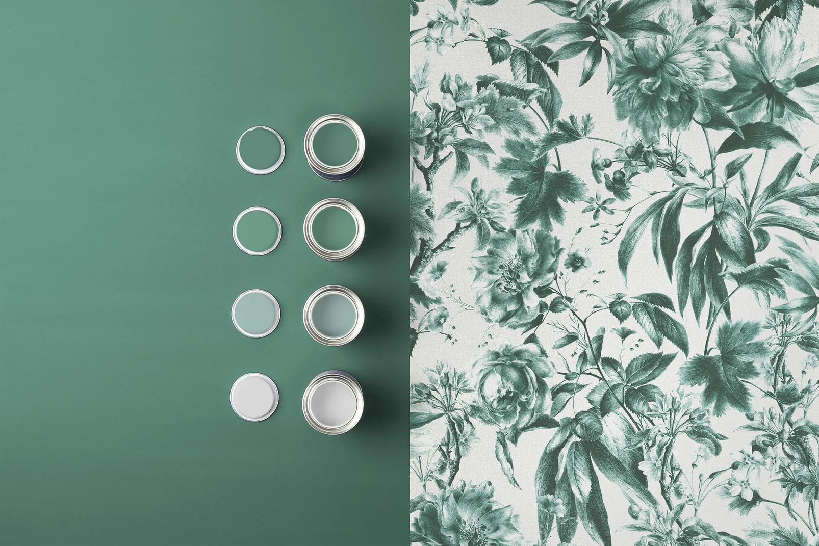 Arcane Garden Verdigris Wallpaper