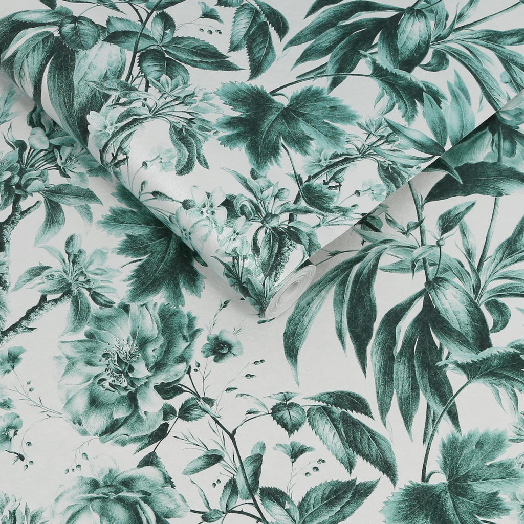 Arcane Garden Verdigris Wallpaper