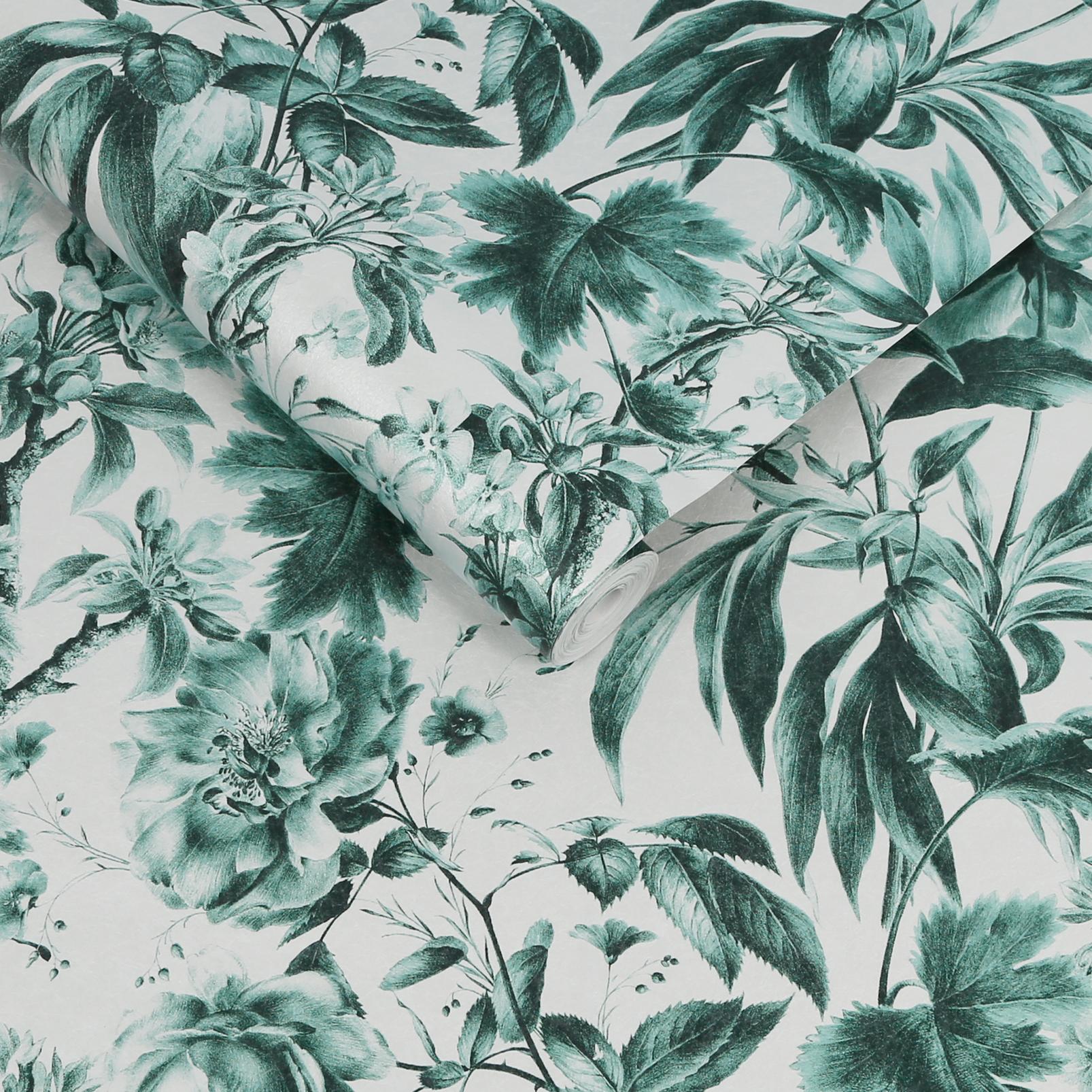 Arcane Garden Verdigris Wallpaper