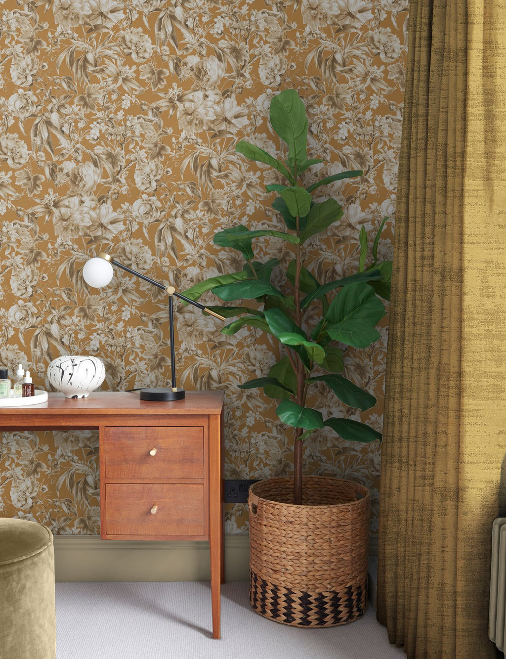 Arcane Garden Ochre Wallpaper