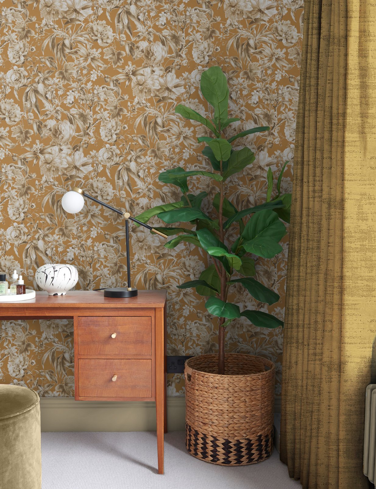 Arcane Garden Ochre Wallpaper
