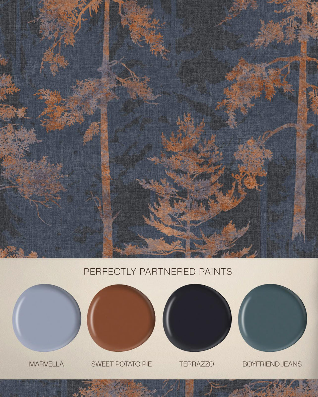 Norse Forest Navy & Bark Wallpaper