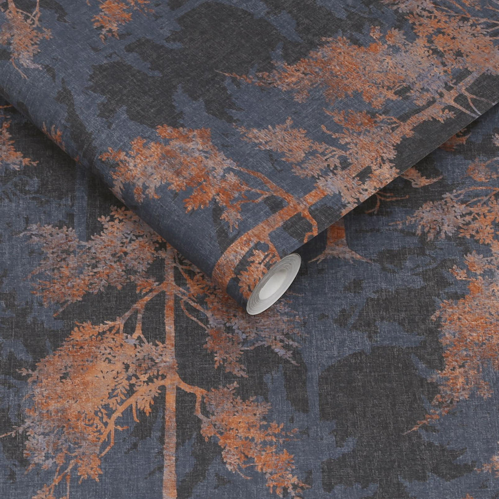 Norse Forest Navy & Bark Wallpaper