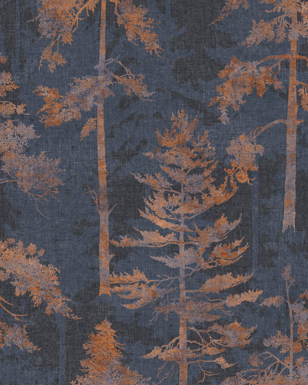 Norse Forest Navy & Bark Wallpaper
