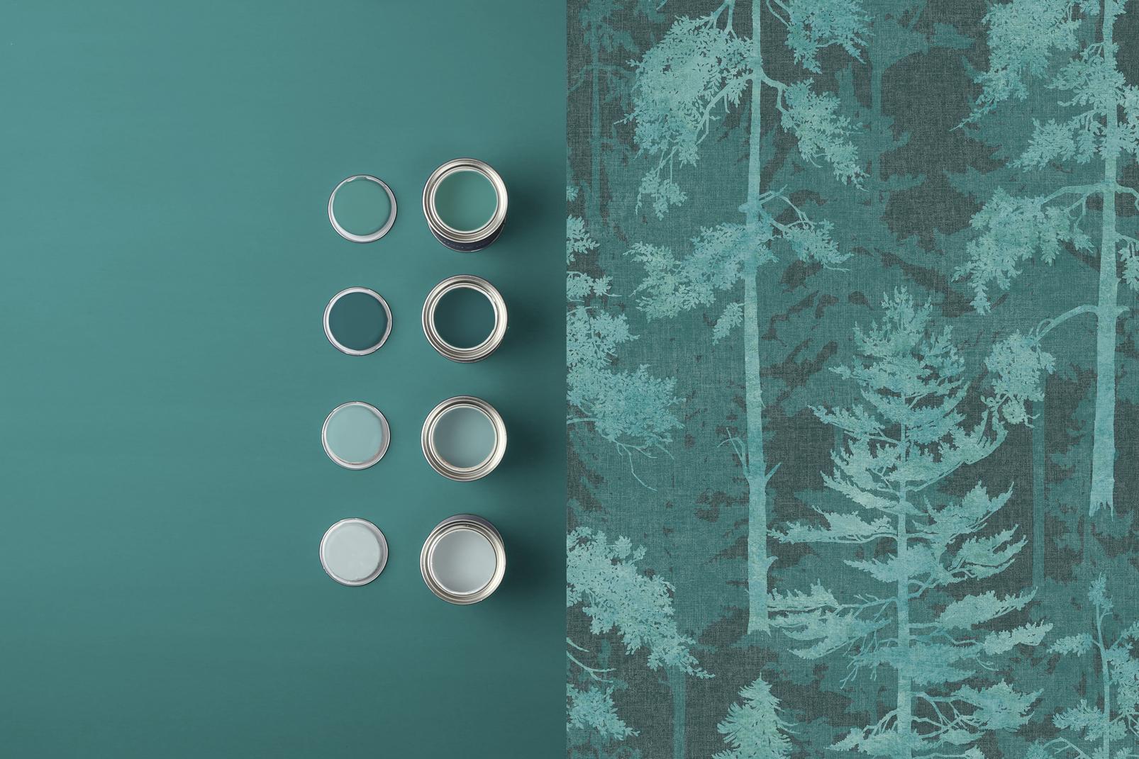 Norse Forest Teal Wallpaper