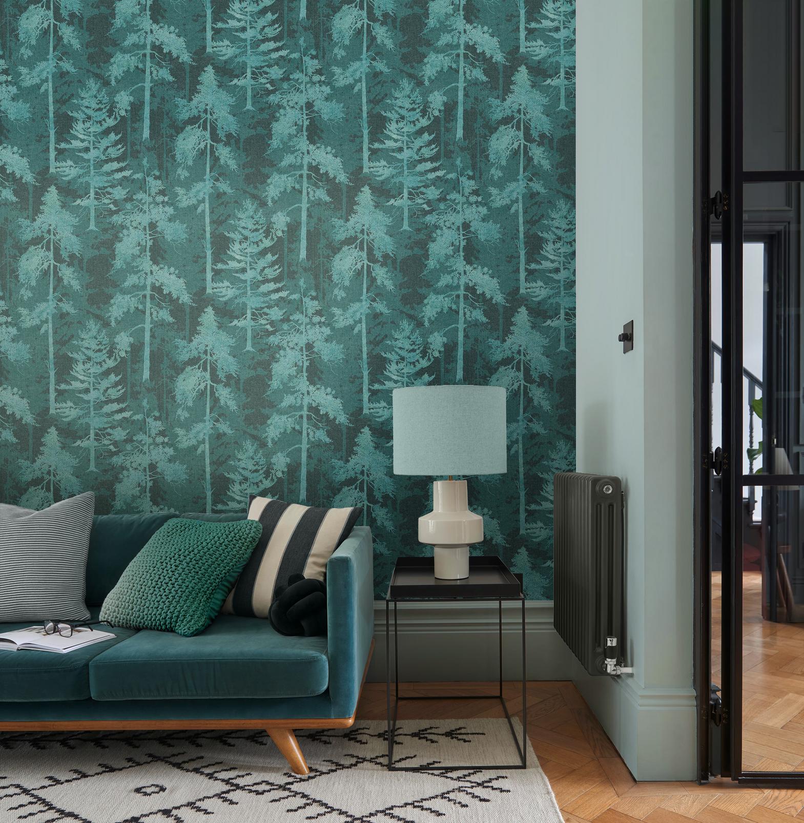 Norse Forest Teal Wallpaper