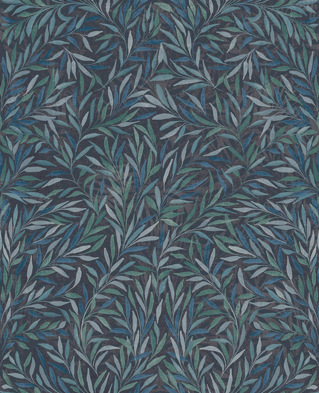 Salix Leaves Navy Wallpaper