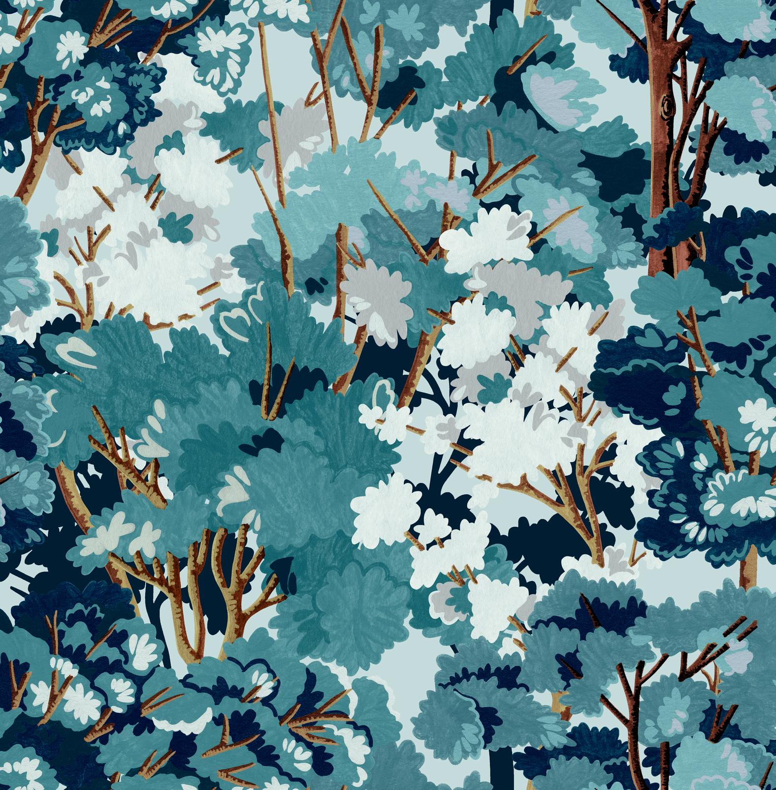 Folklore Tree Blue Wallpaper