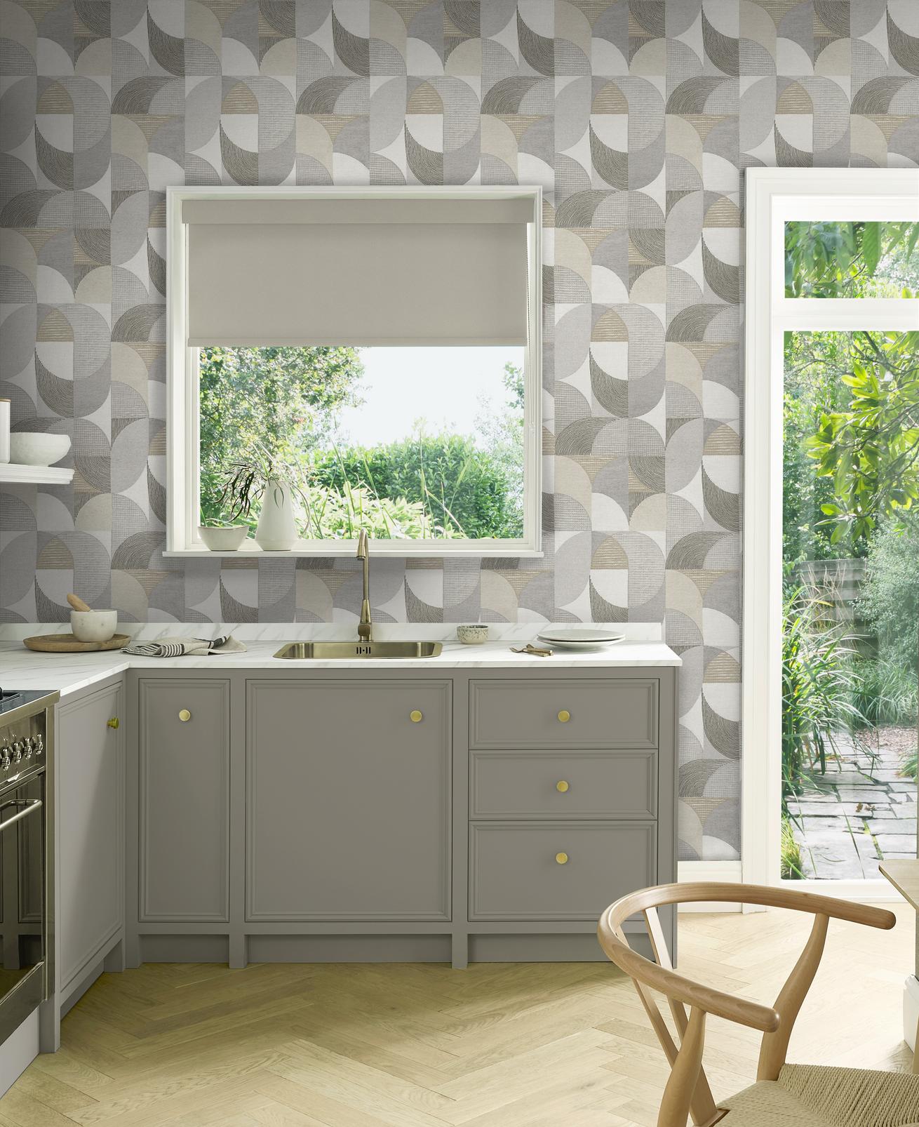 Stitch Craze Taupe Wallpaper