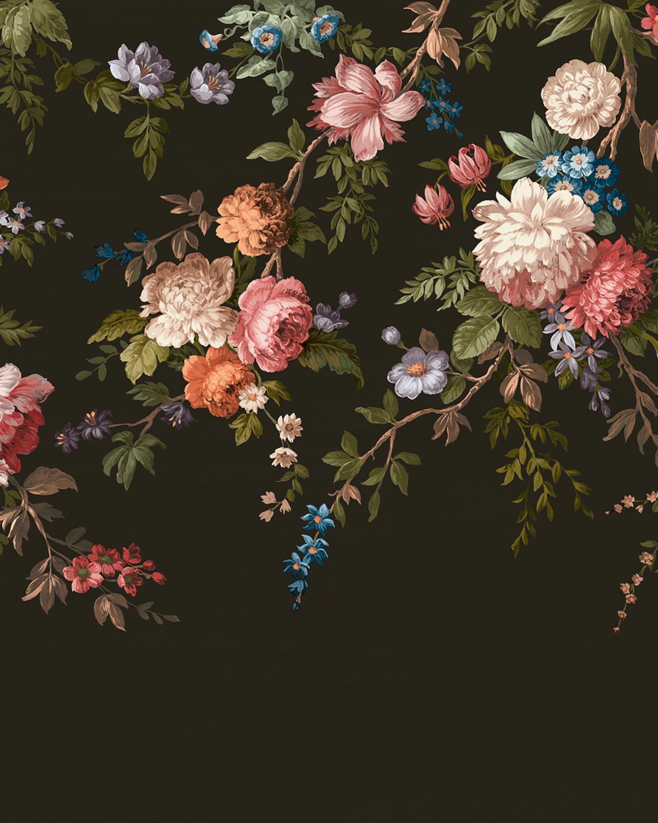 Hague Fleurs Black Bespoke Mural