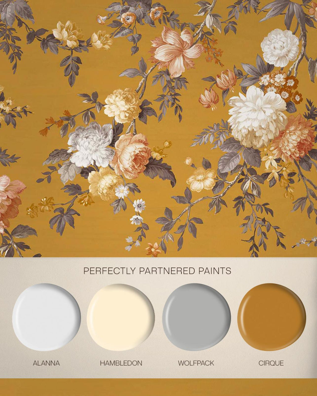 Hague Fleurs Mustard Bespoke Mural