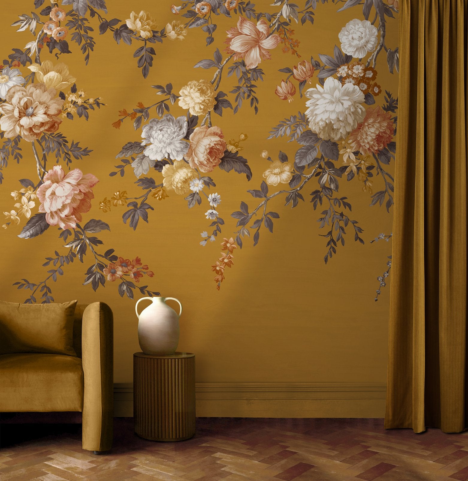 Hague Fleurs Mustard Bespoke Mural