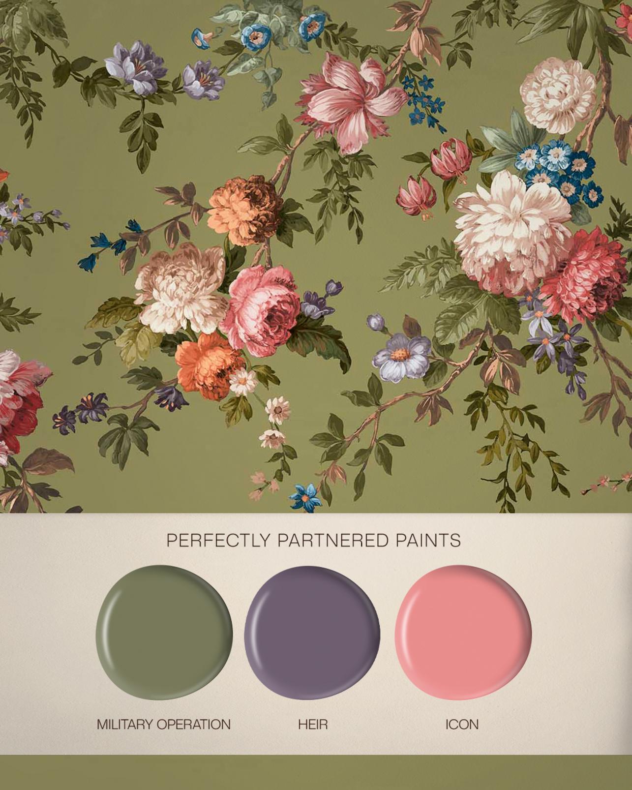 Hague Fleurs Olive Bespoke Mural