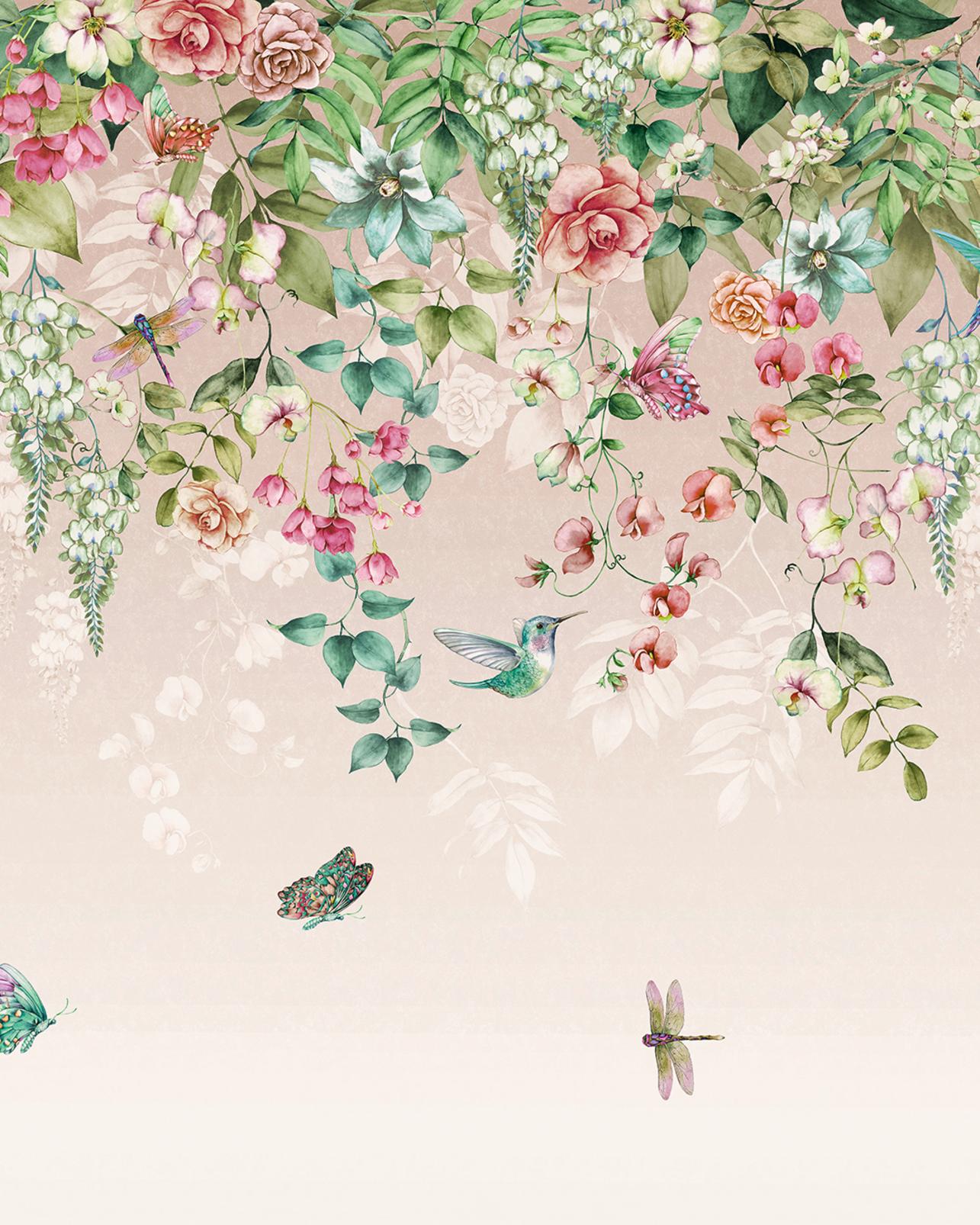 Ethereal Flora Blush Bespoke Mural