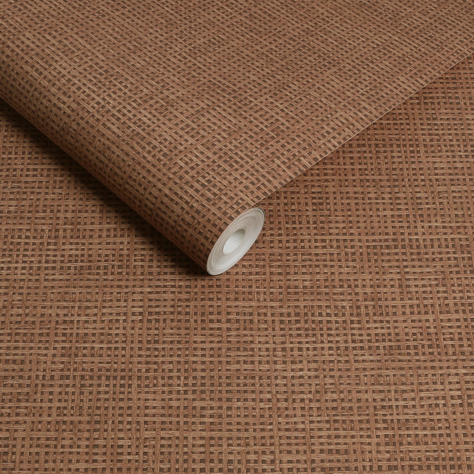 Rustic Weft Clay Wallpaper