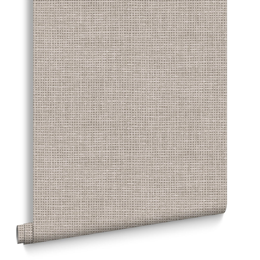 Rustic Weft Praline Wallpaper