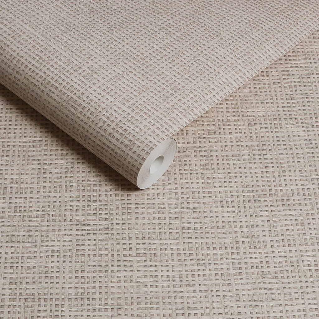 Rustic Weft Praline Wallpaper