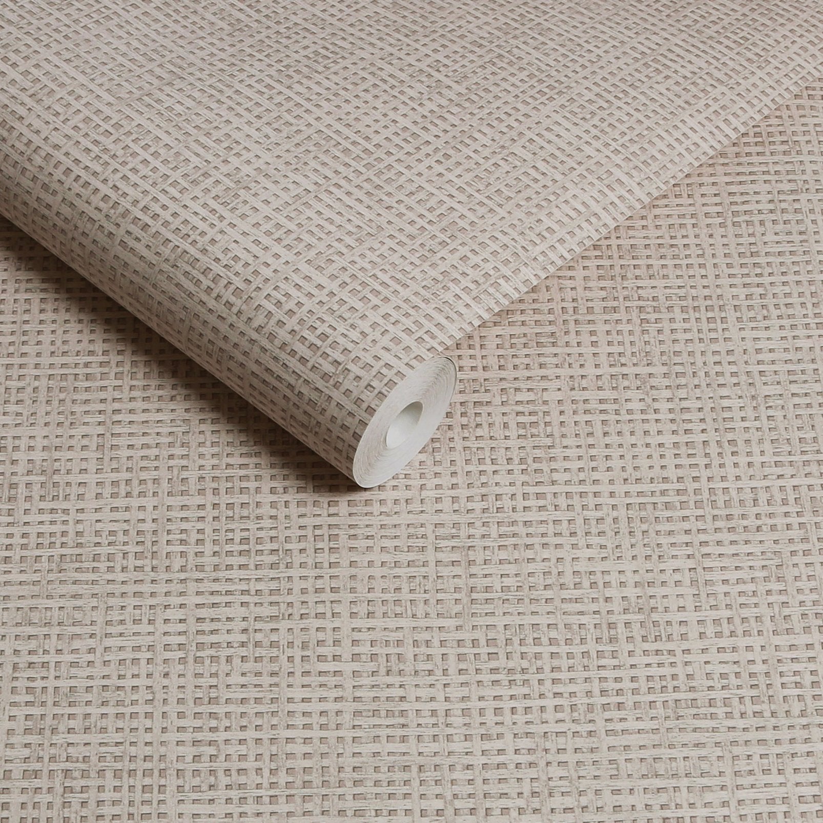 Rustic Weft Praline Wallpaper