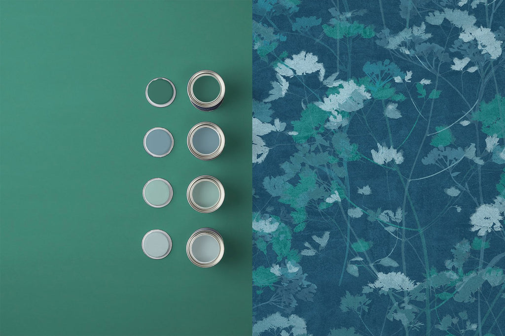 Flower Press Denim Wallpaper