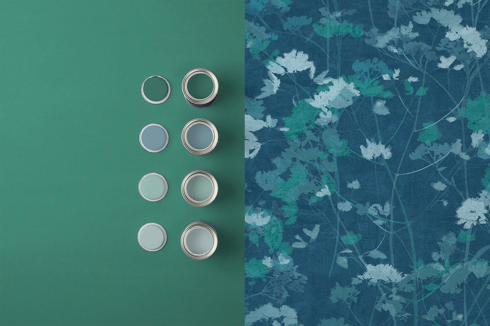Flower Press Denim Wallpaper
