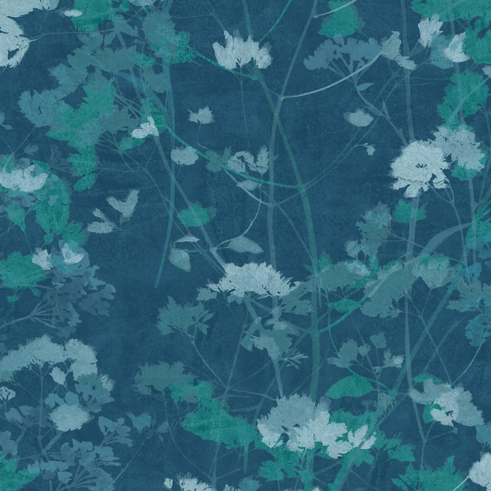 Flower Press Denim Wallpaper
