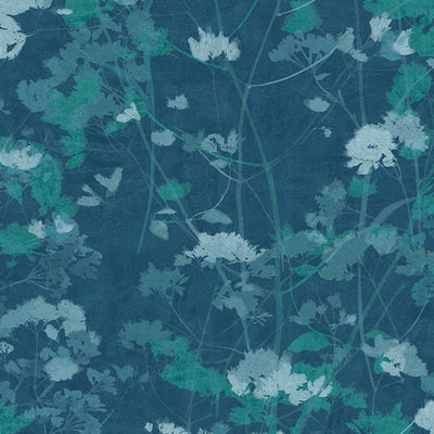 Flower Press Denim Wallpaper