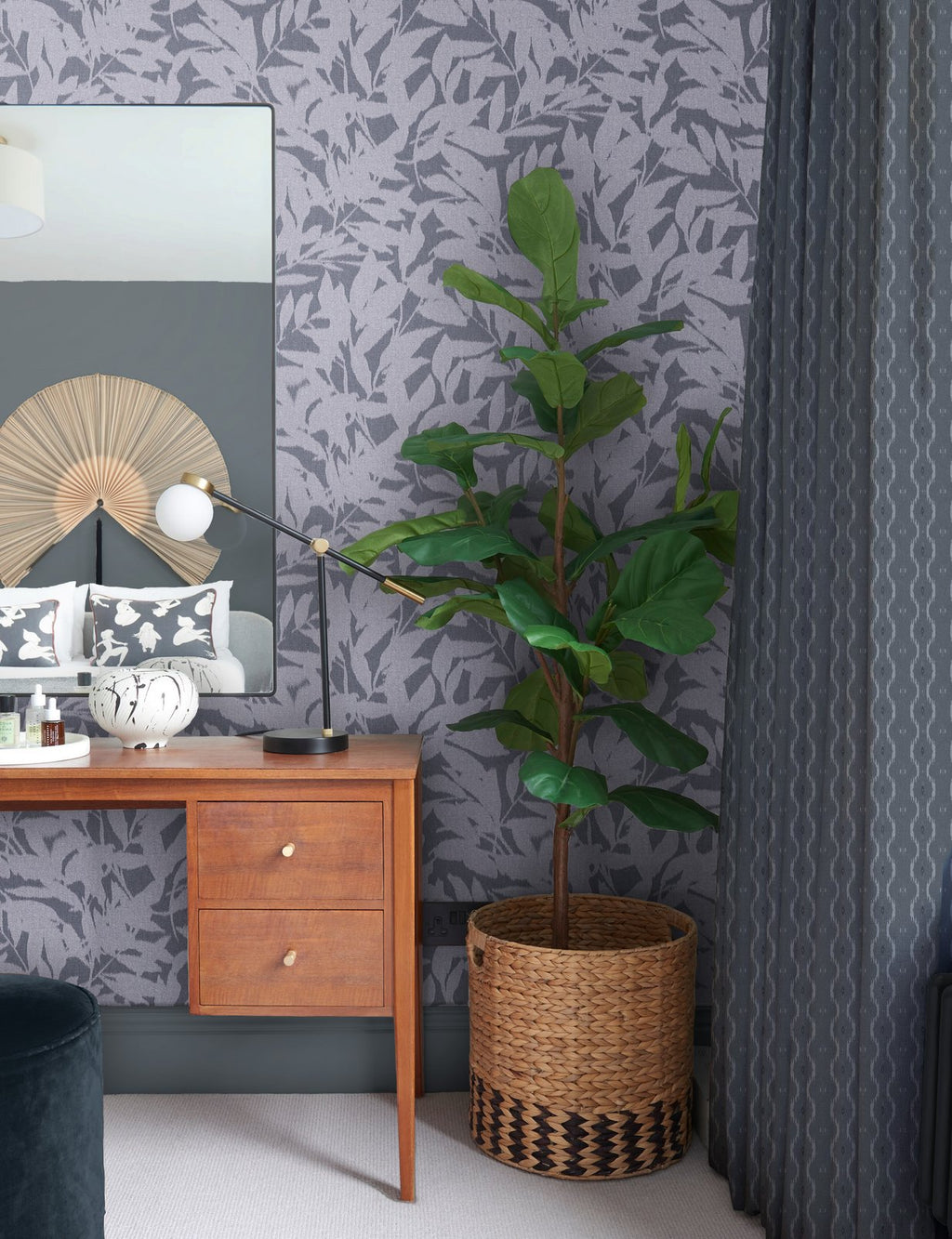 Shadow Play Denim Wallpaper
