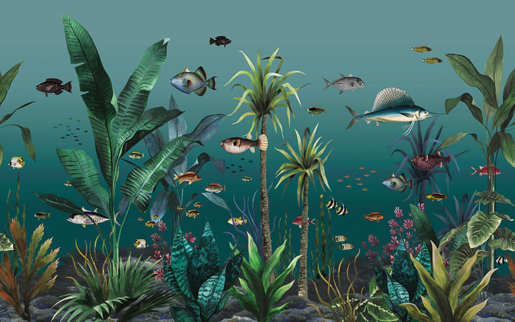 Technicolour Aquarium Teal Bespoke Mural