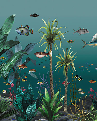 Technicolour Aquarium Teal Bespoke Mural