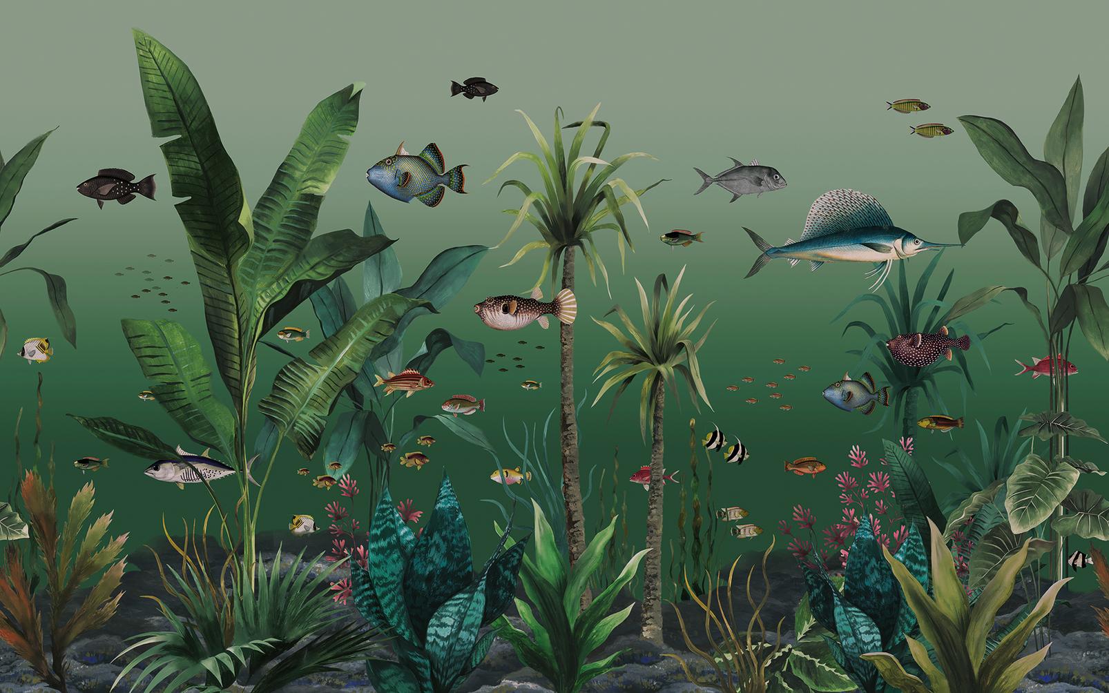 Technicolour Aquarium Green Bespoke Mural