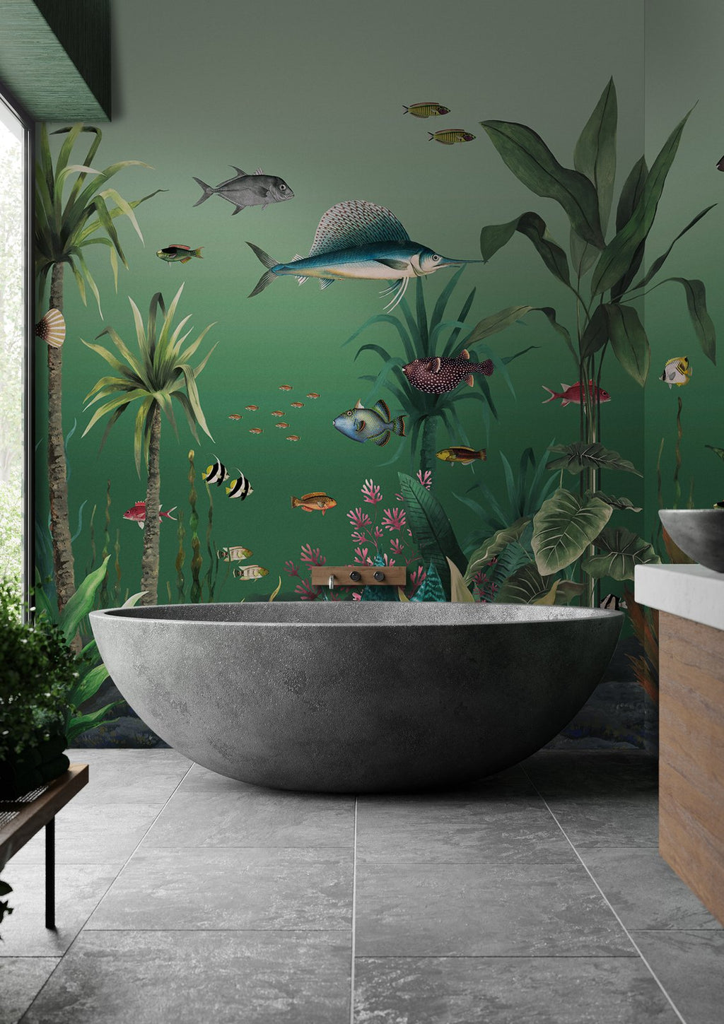 Technicolour Aquarium Green Bespoke Mural