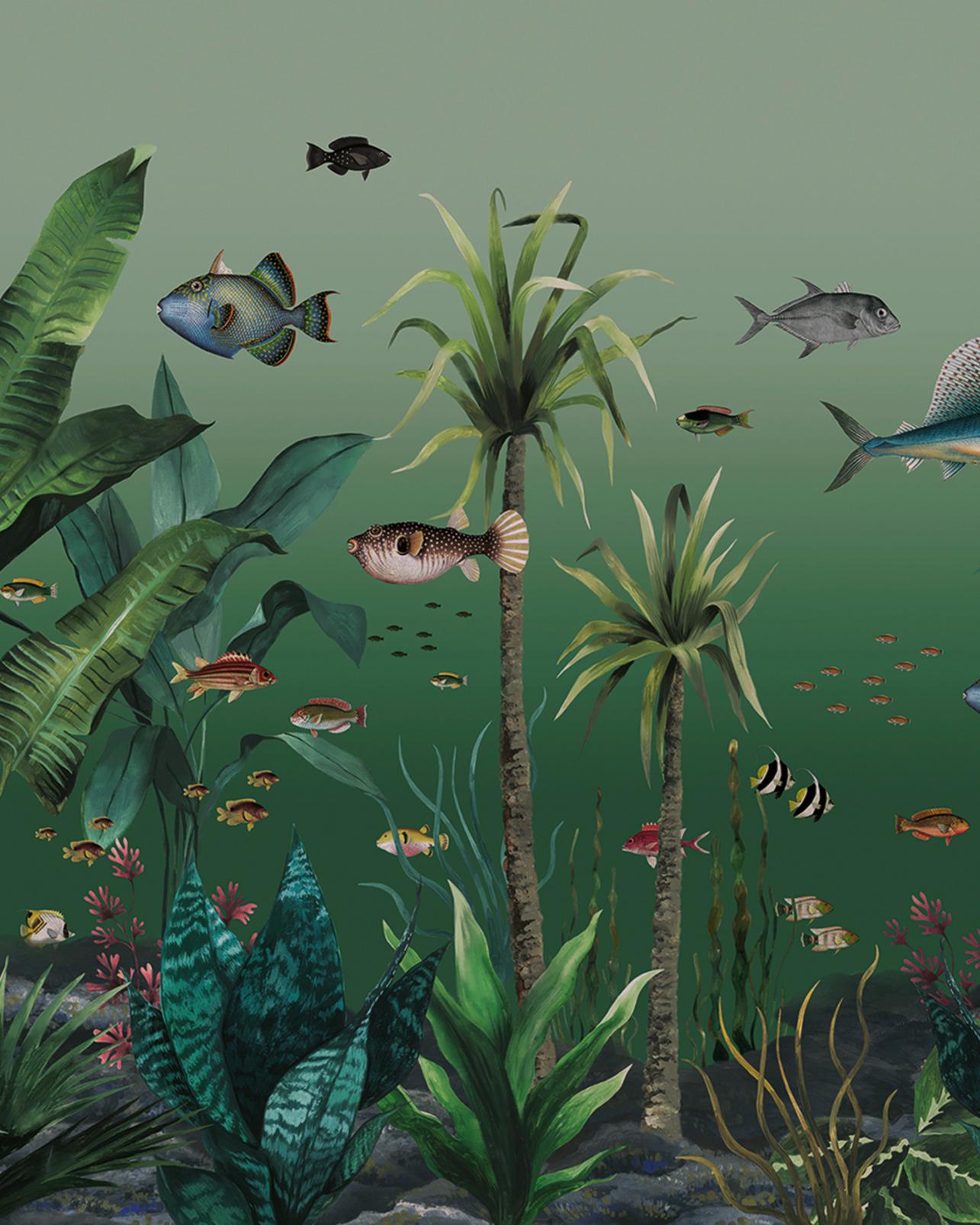 Technicolour Aquarium Green Bespoke Mural