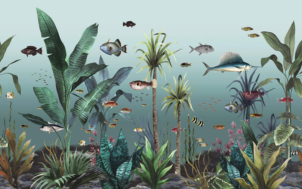 Technicolour Aquarium Duck Egg Bespoke Mural