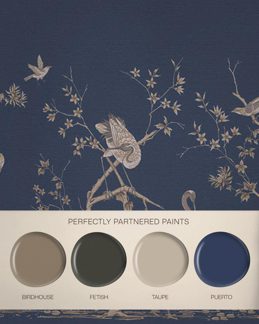 Grazing Cranes Midnight Bespoke Mural