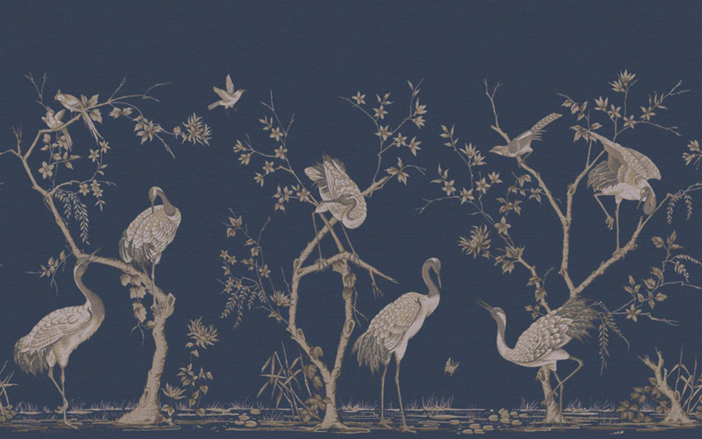 Grazing Cranes Midnight Bespoke Mural