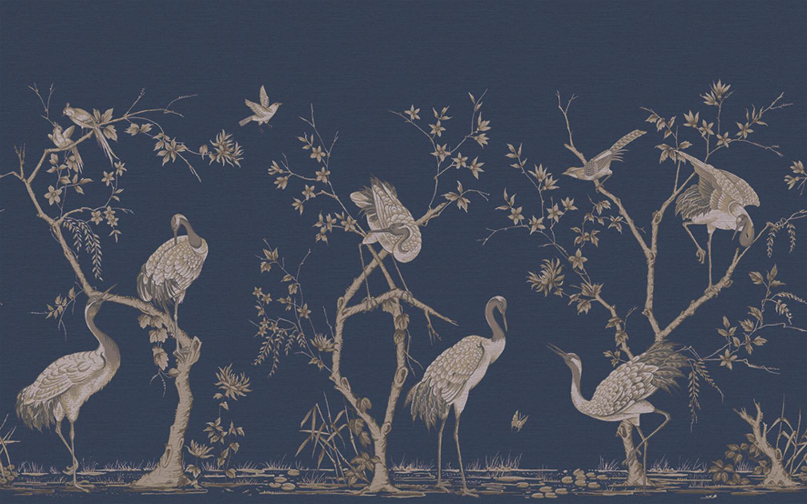 Grazing Cranes Midnight Bespoke Mural