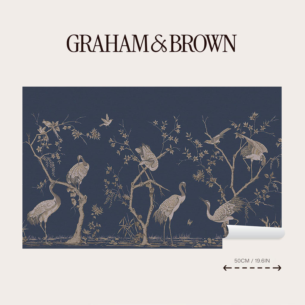 Grazing Cranes Midnight Bespoke Mural