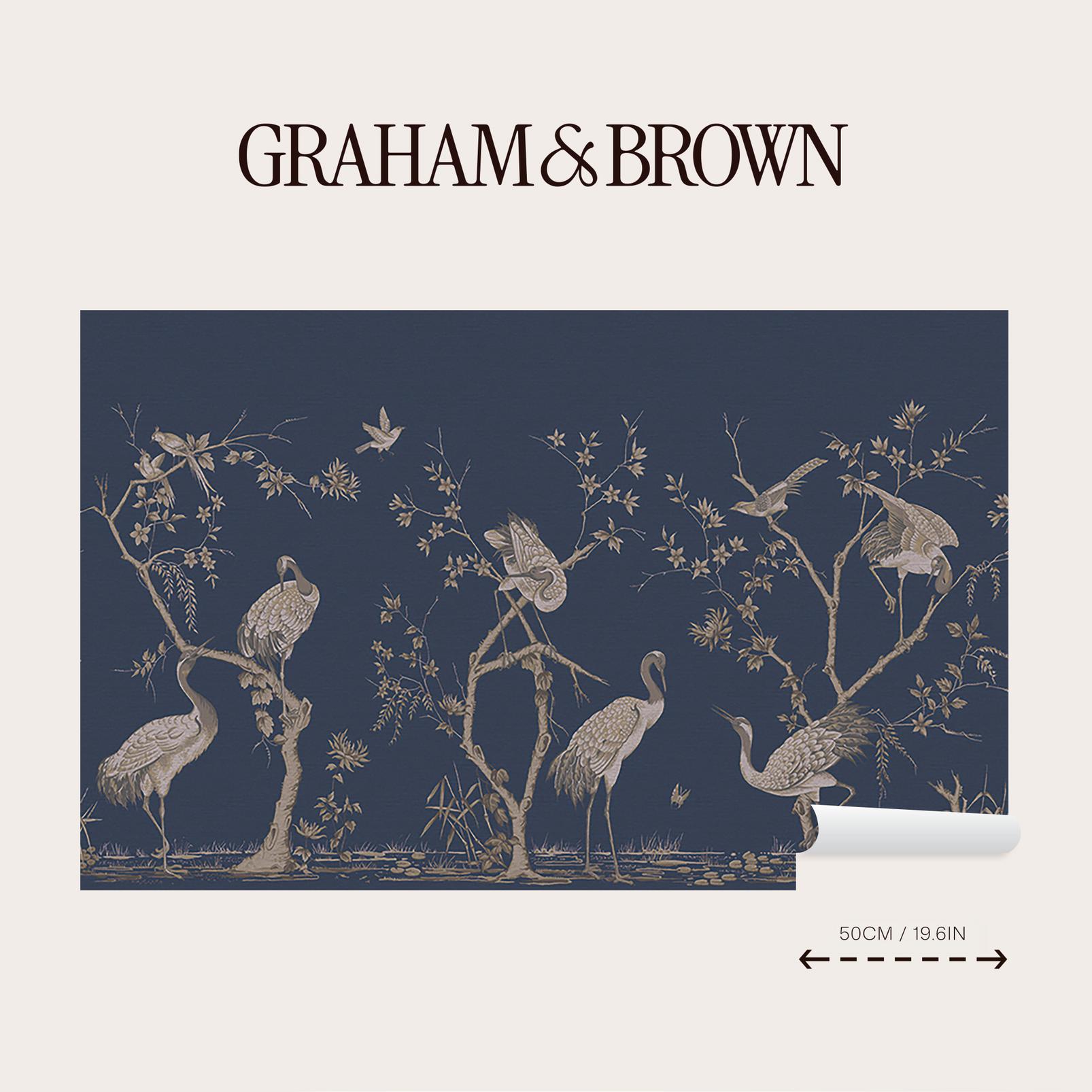 Grazing Cranes Midnight Bespoke Mural