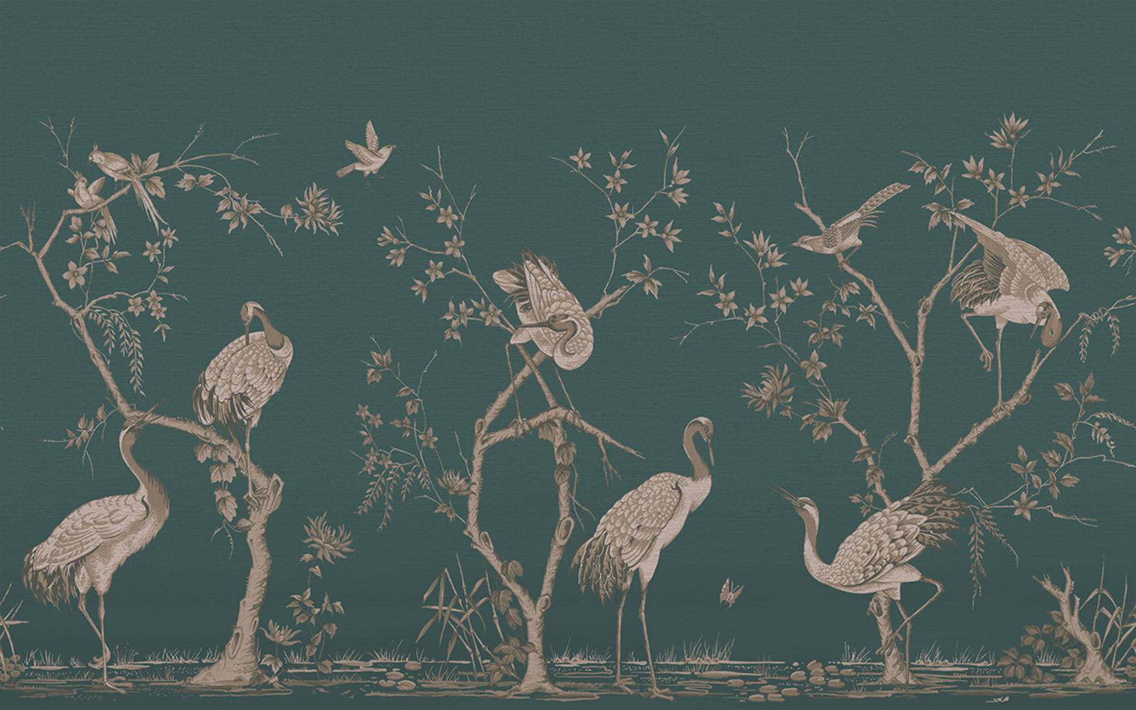Grazing Cranes Twilight BeSpoke Mural