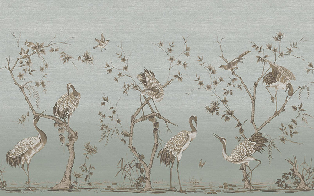 Grazing Cranes Morning Bespoke Mural