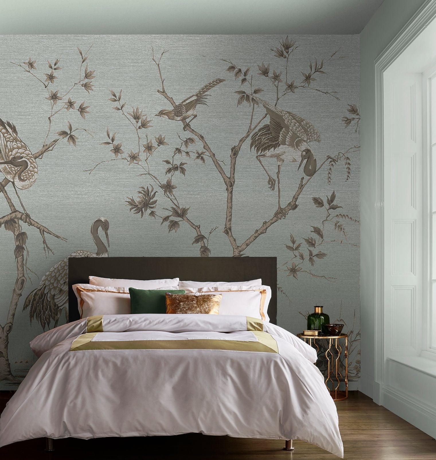 Grazing Cranes Morning Bespoke Mural