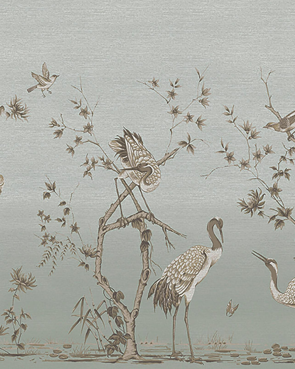 Grazing Cranes Morning Bespoke Mural