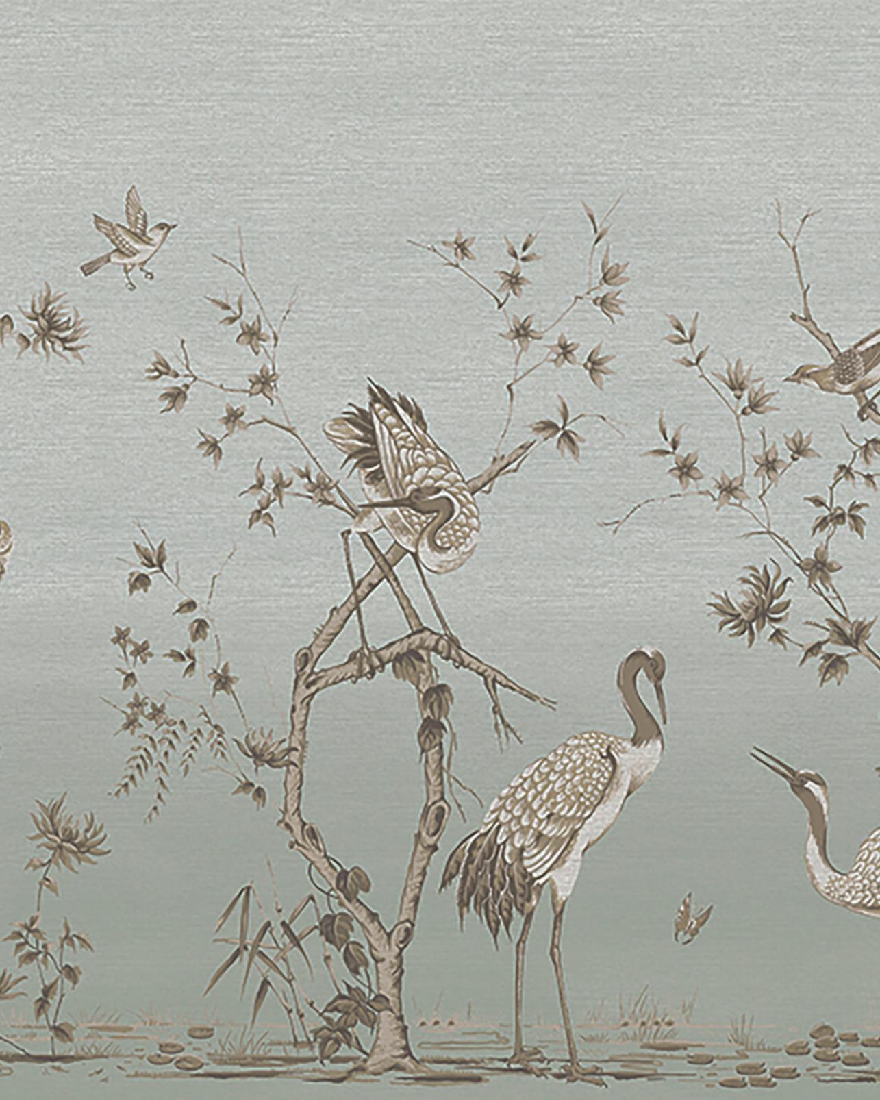 Grazing Cranes Morning Bespoke Mural